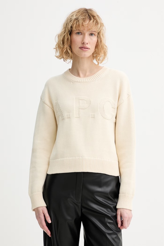A.P.C. maglione in cotone PULL TIAGO F medio spessore beige COGTX.F23492