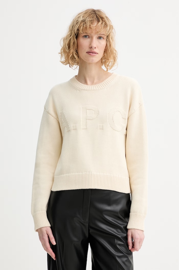 A.P.C. maglione in cotone PULL TIAGO F medio spessore beige COGTX.F23492