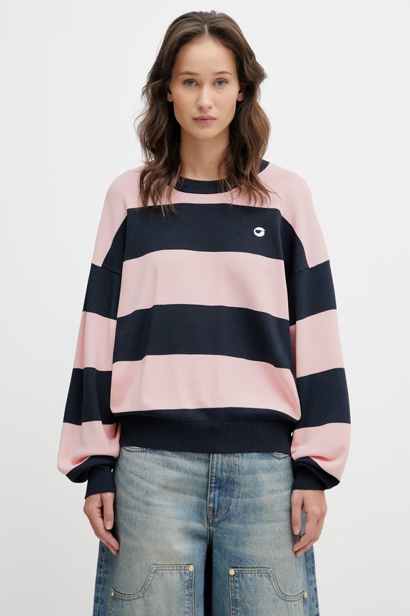 Coperni maglione Striped stampa all-over rosa COPML134SY3010