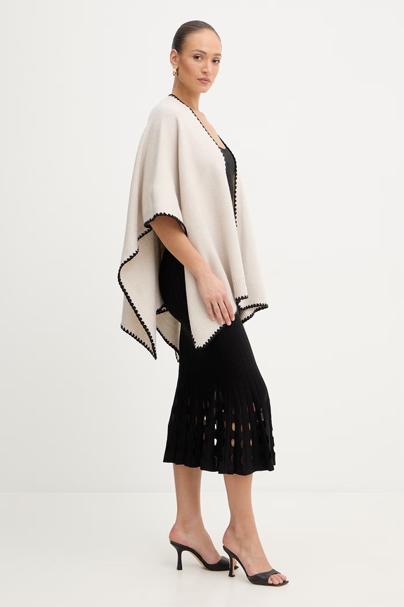 Πόντσο με μείγμα μαλλιού Morgan μπεζ 5SIMO