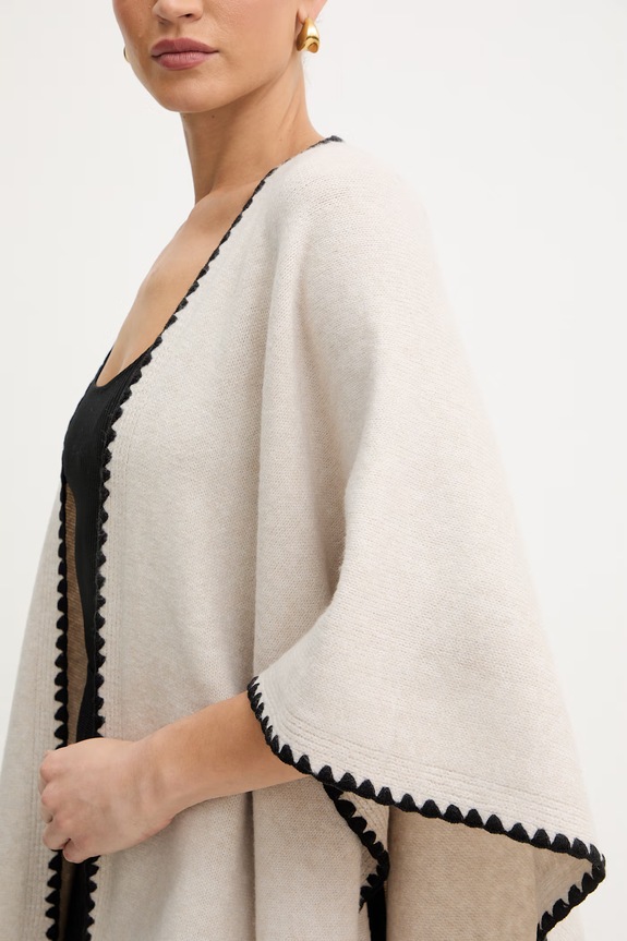 Πόντσο με μείγμα μαλλιού Morgan 5SIMO μπεζ