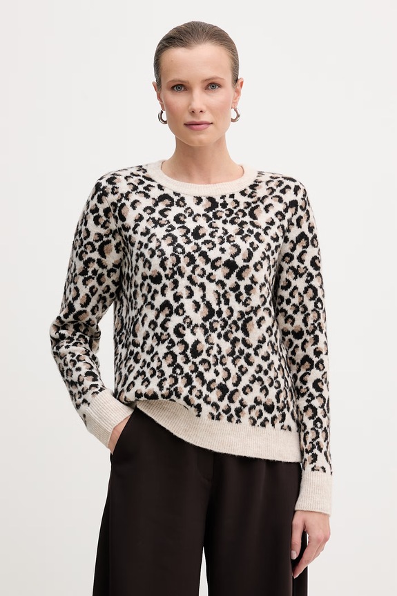 Pulover s primesjo volne Morgan Srednje debeline bež MZEBRI