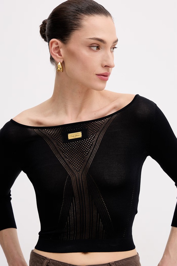 Elisabetta Franchi sweter damski czarny MK71W61E2