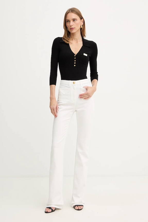Μπλούζα με προσθήκη μεταξιού Elisabetta Franchi MK86B61E2 μαύρο SS26