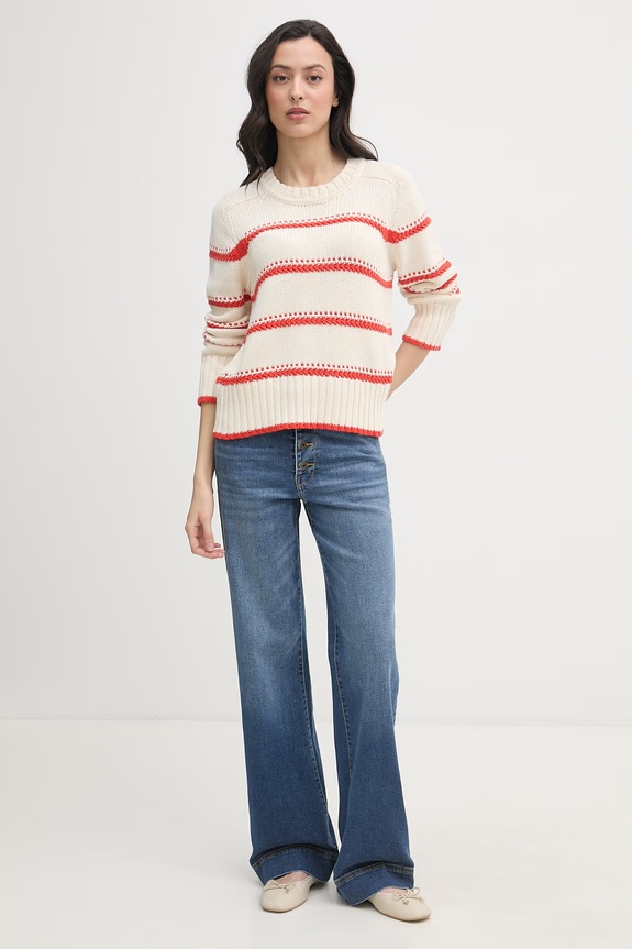 Mos Mosh sweter damski bawełniany 176680 beżowy SS26