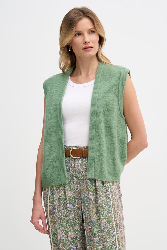Mos Mosh kardigan damski z wełną Thora zielony 177540