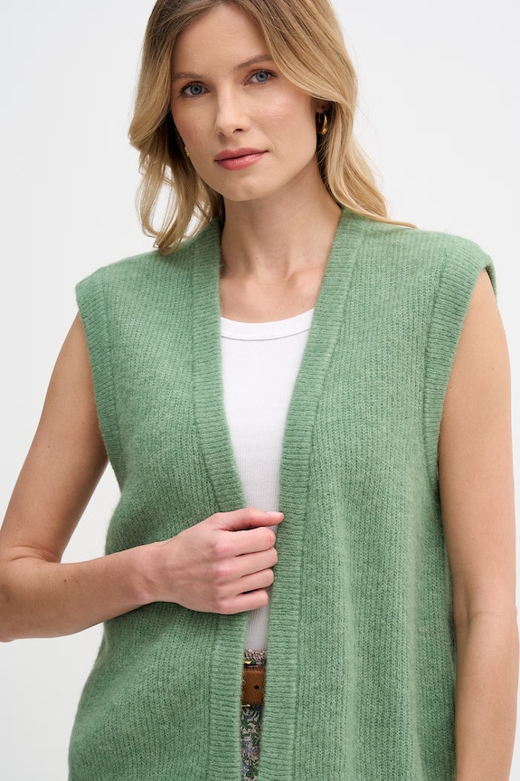 Mos Mosh kardigan damski z wełną Thora zielony 177540