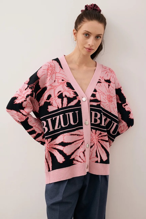 Bizuu cardigan in cotone HYLES colletto abbottonato rosa HYLES.CZARNY