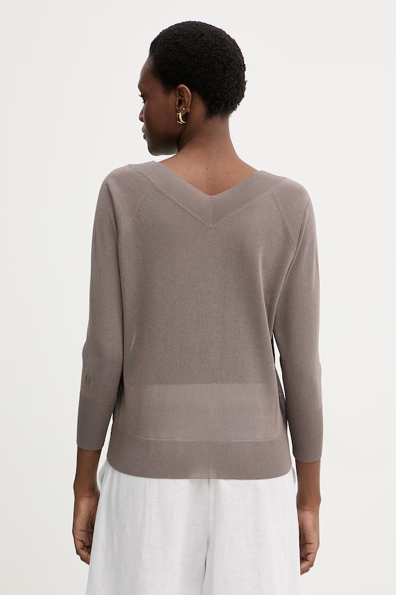 Odzież Marella sweter damski z wiskozą MLMTUBO 2613361095200 brązowy