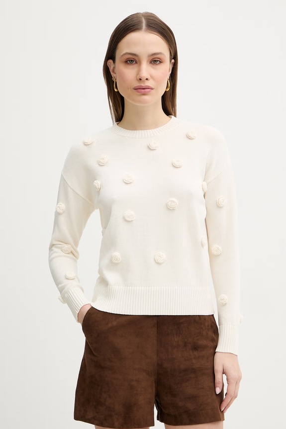 Pulover Marella MLMEUFORICO natpis bež 2613361175200