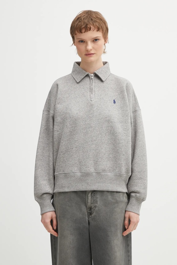 Mikina Polo Ralph Lauren ARCTIC FLEECE bez kapucne sivá 211B18685004