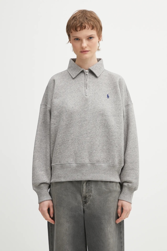 Mikina Polo Ralph Lauren ARCTIC FLEECE bez kapucne sivá 211B18685004