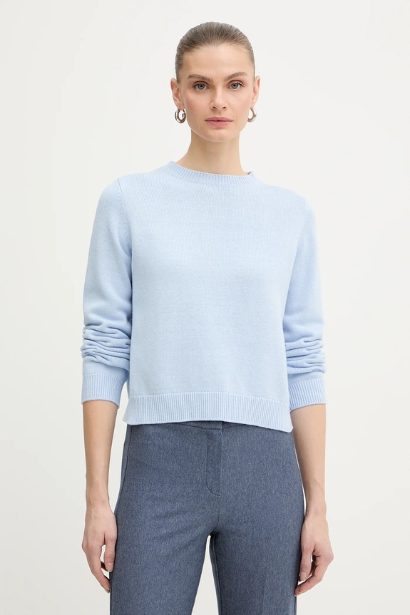 IBlues sweter z dodatkiem wełny LIRICA okrągły niebieski 2617361041200