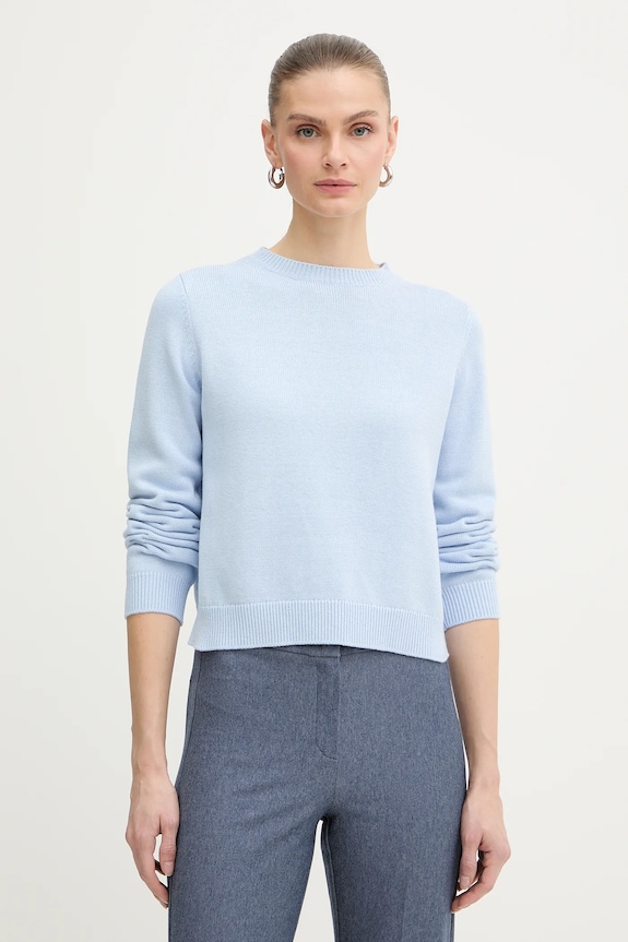 IBlues sweter z dodatkiem wełny LIRICA okrągły niebieski 2617361041200