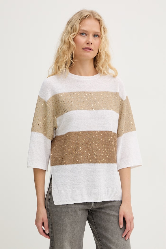 Marella sweter damski z lnem Emme by Marella beżowy 2615361022200