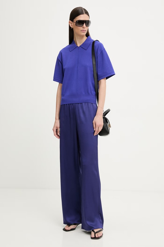 Calvin Klein polo tricotat pentru femei, cu vâscoză LV044F312G albastru SS26