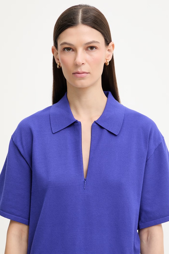 Calvin Klein polo tricotat pentru femei, cu vâscoză albastru LV044F312G