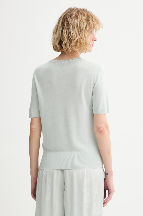 Oblečenie Calvin Klein sveter s krátkym rukávom dámsky z viskózy LV044F323G zelená