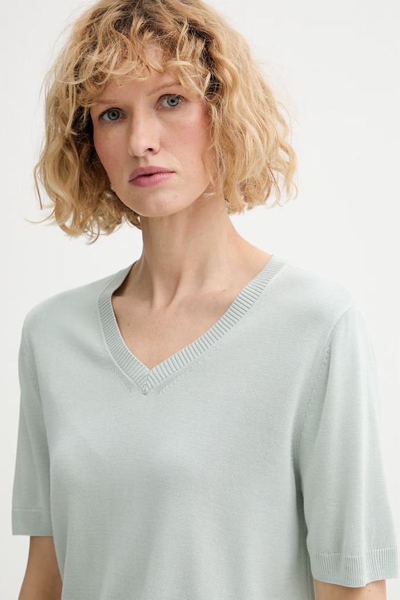 Calvin Klein sveter s krátkym rukávom dámsky z viskózy zelená LV044F323G