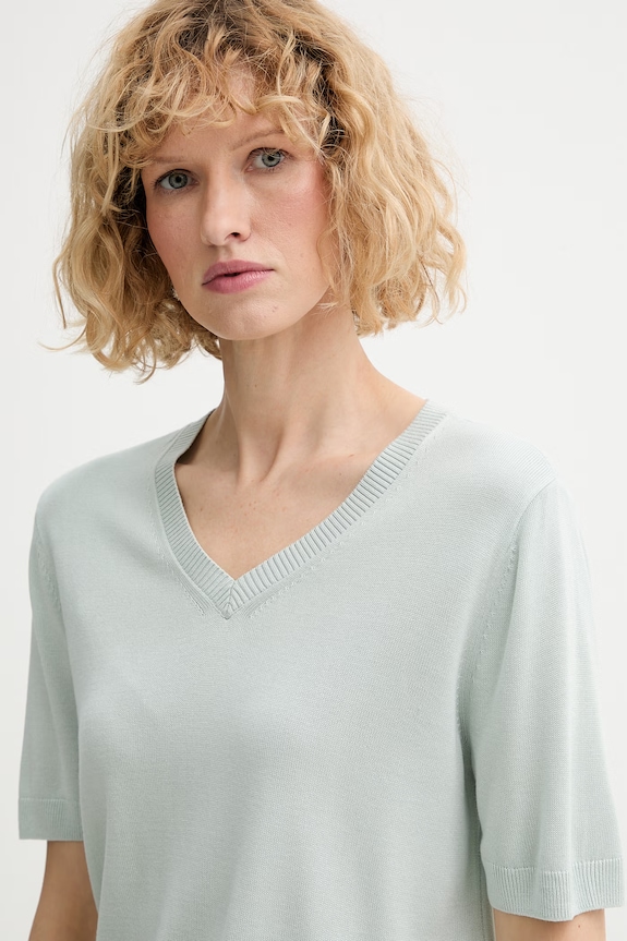 Calvin Klein sveter s krátkym rukávom dámsky z viskózy zelená LV044F323G
