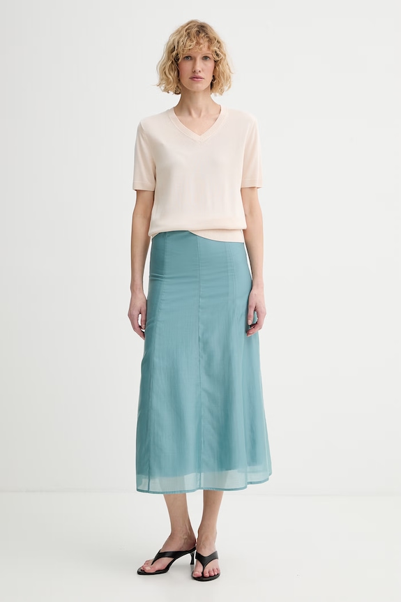 Calvin Klein sveter s krátkym rukávom dámsky z viskózy LV044F323G béžová SS26