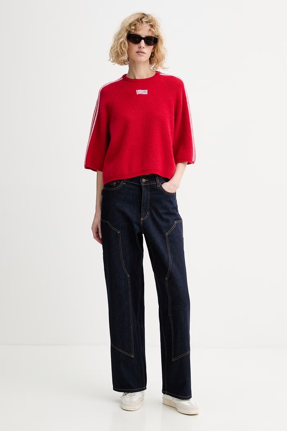 American Vintage sweter z domieszką alpaki VITO18N czerwony SS26