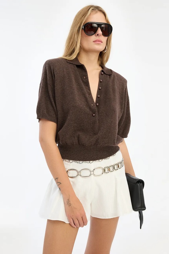 Rotate sweter damski wełniany brązowy 1155772037