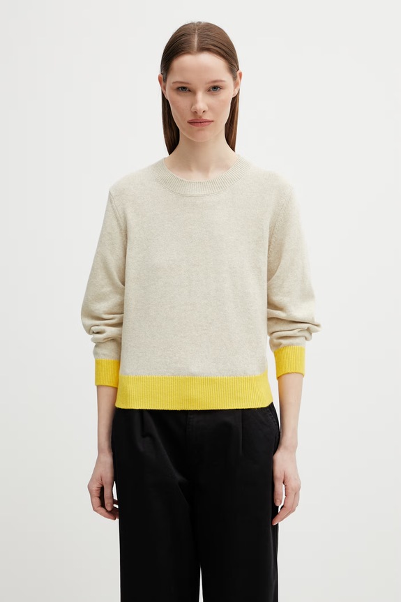 Axel Arigato Rina Gathered Sweater sweter z dodatkiem wełny damski beżowy A3704002