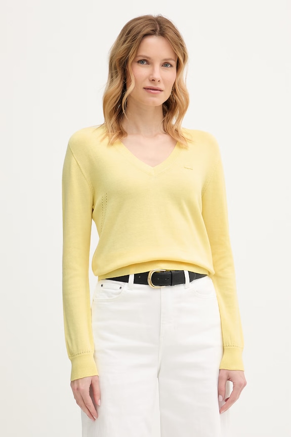 Lacoste pulover de bumbac subtiri galben AF3964