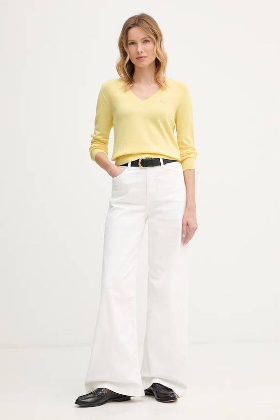 Lacoste pulover de bumbac AF3964 galben SS26