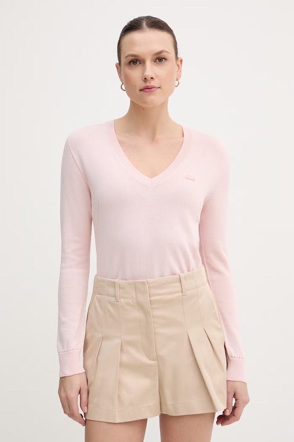 Lacoste pulover de bumbac subtiri roz AF3964
