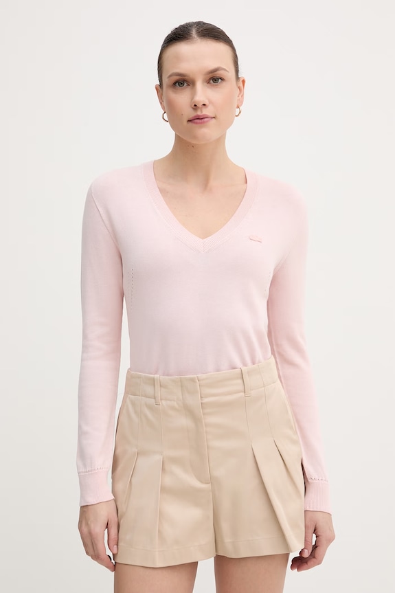 Lacoste pulover de bumbac subtiri roz AF3964