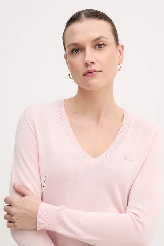 Lacoste pulover de bumbac roz AF3964