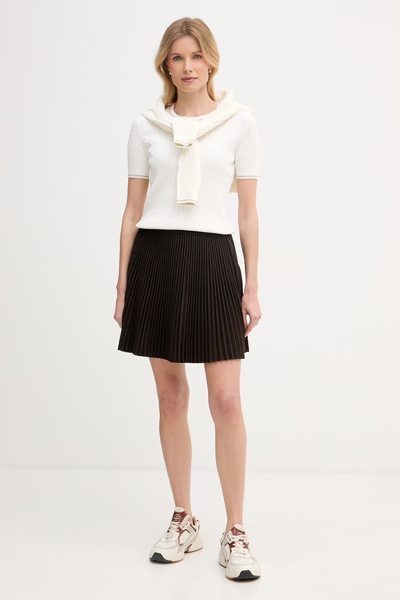 Lacoste T-shirt swetrowy damski z bawełną AF9862 beżowy SS26