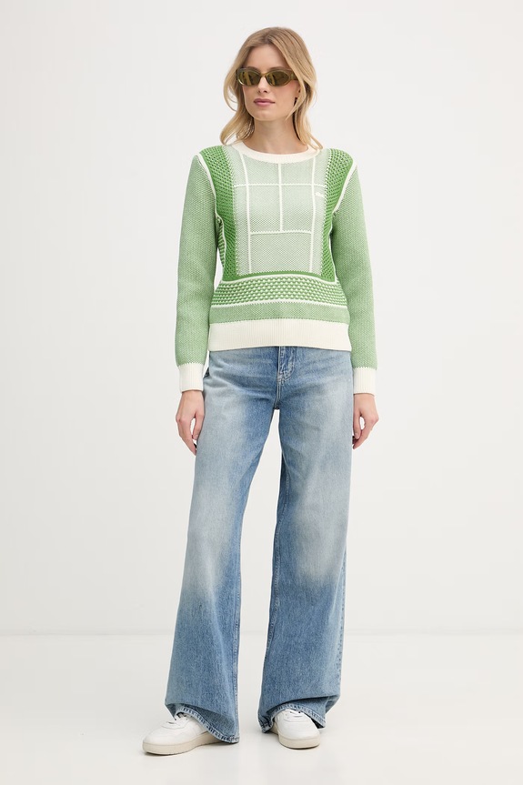Lacoste sweter damski z bawełną AF9867 zielony SS26