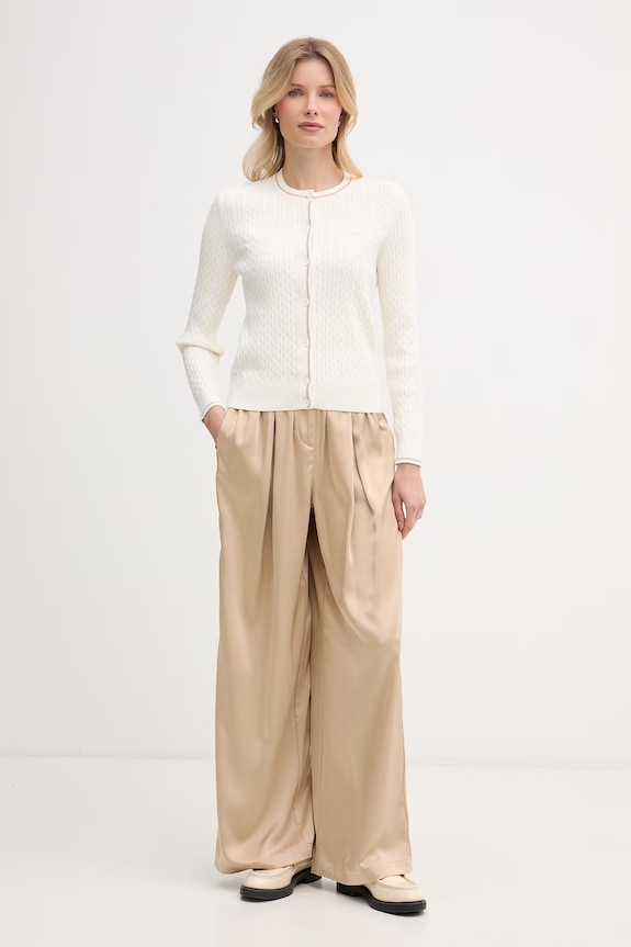 Lacoste kardigan damski z bawełną AF9872 beżowy SS26