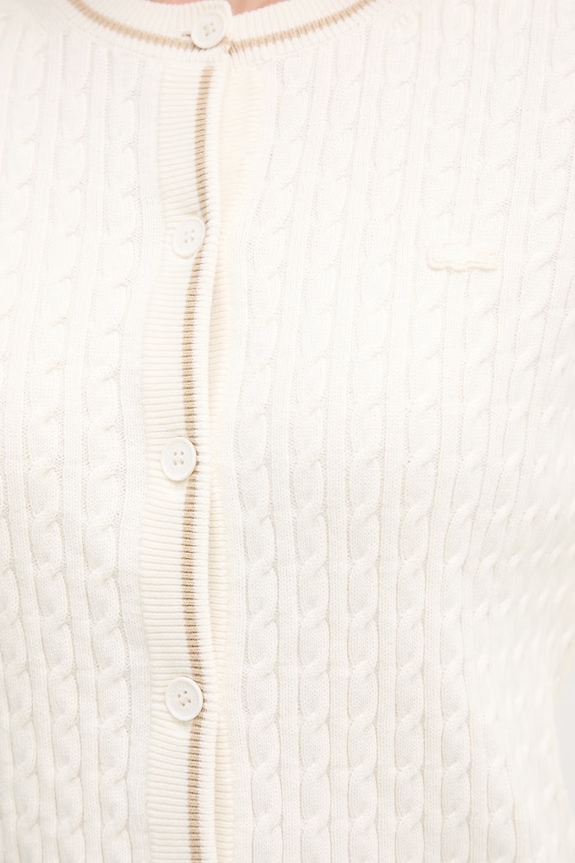 Lacoste kardigan damski z bawełną AF9872 beżowy