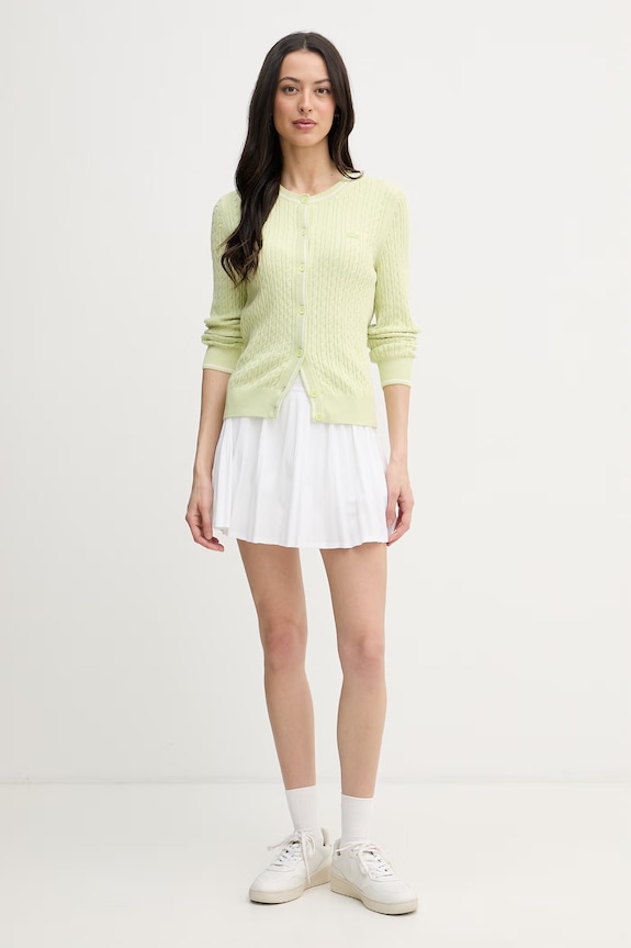 Lacoste cardigan pentru femei, cu bumbac AF9872 verde SS26