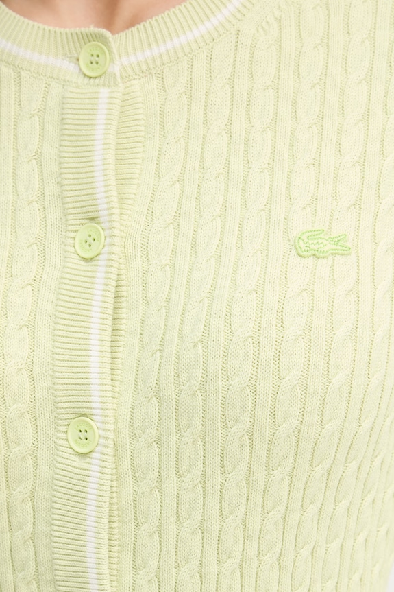 Lacoste cardigan pentru femei, cu bumbac AF9872 verde