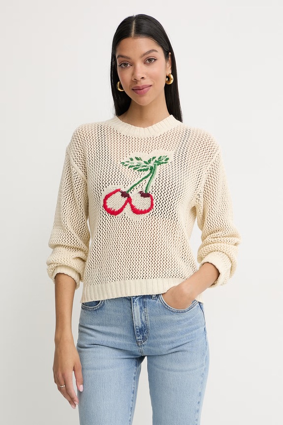 Twinset sweter damski bawełniany beżowy 261TT3300