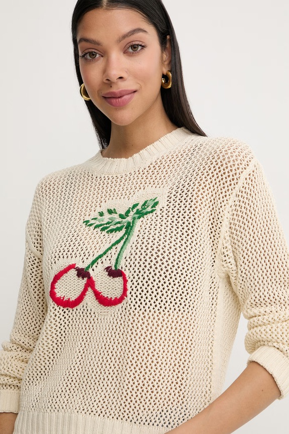 Twinset sweter damski bawełniany beżowy 261TT3300