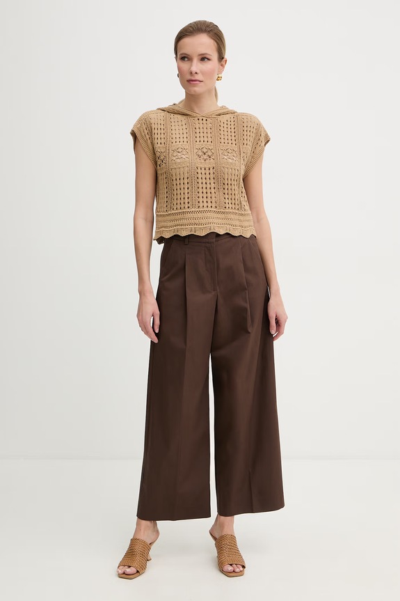 Twinset sweter bawełniany 261TT3261 brązowy SS26