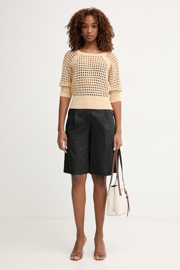 Twinset sweter damski z bawełną 261AT3050 beżowy SS26