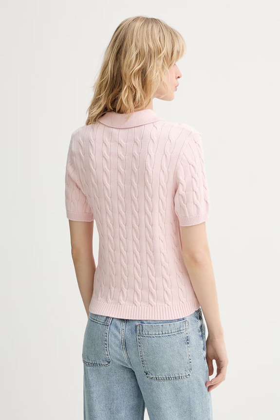 Oblačila Gestuz pulover s kratkimi rokavi ženski z viskozo 10911086 roza