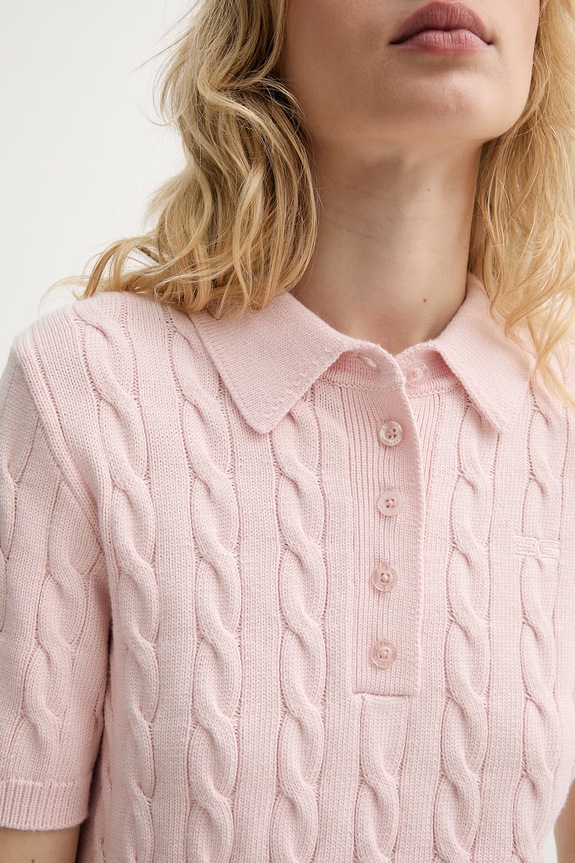 Gestuz pulover s kratkimi rokavi ženski z viskozo 10911086 roza