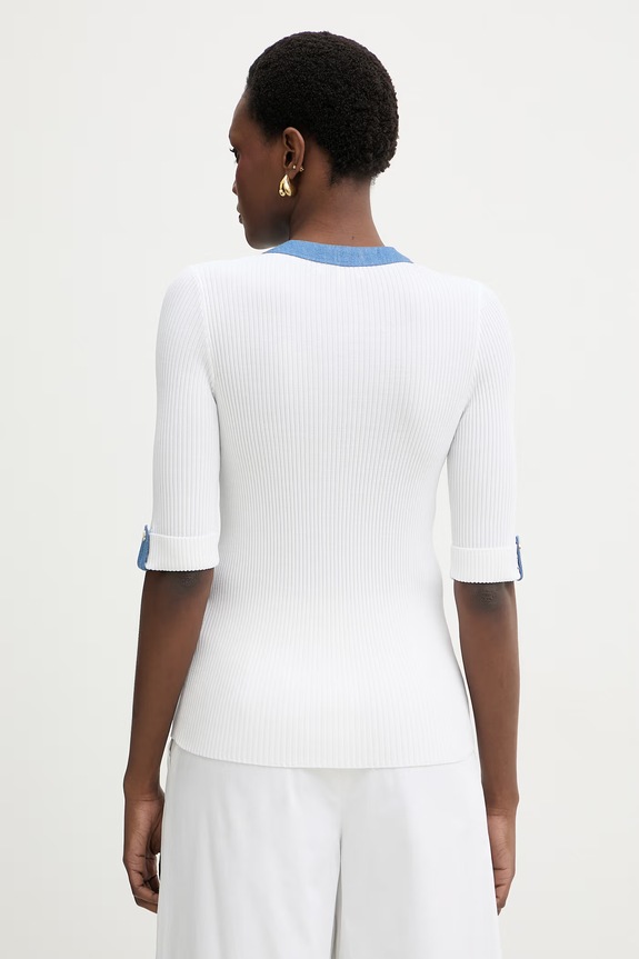 Abbigliamento Luisa Spagnoli camicetta da donna con viscosa Colli 100332 bianco