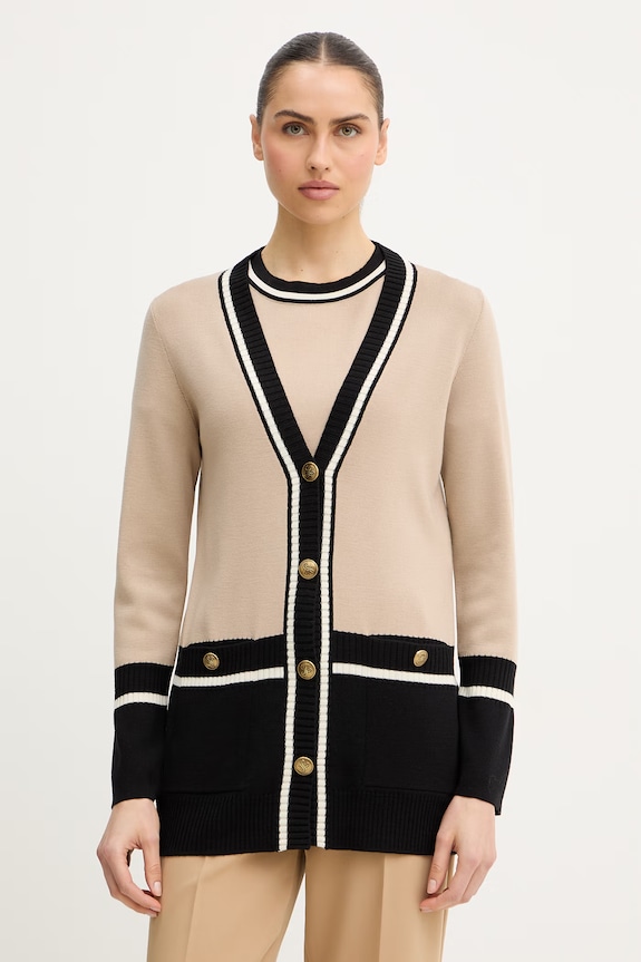 Luisa Spagnoli cardigan din lână Marinetta cu modele bej 100291