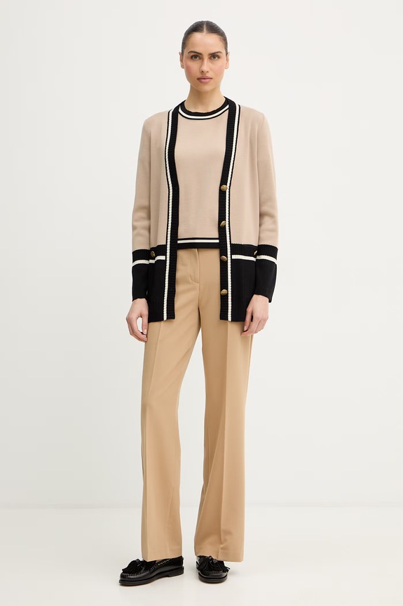 Luisa Spagnoli cardigan din lână Marinetta 100291 bej SS26