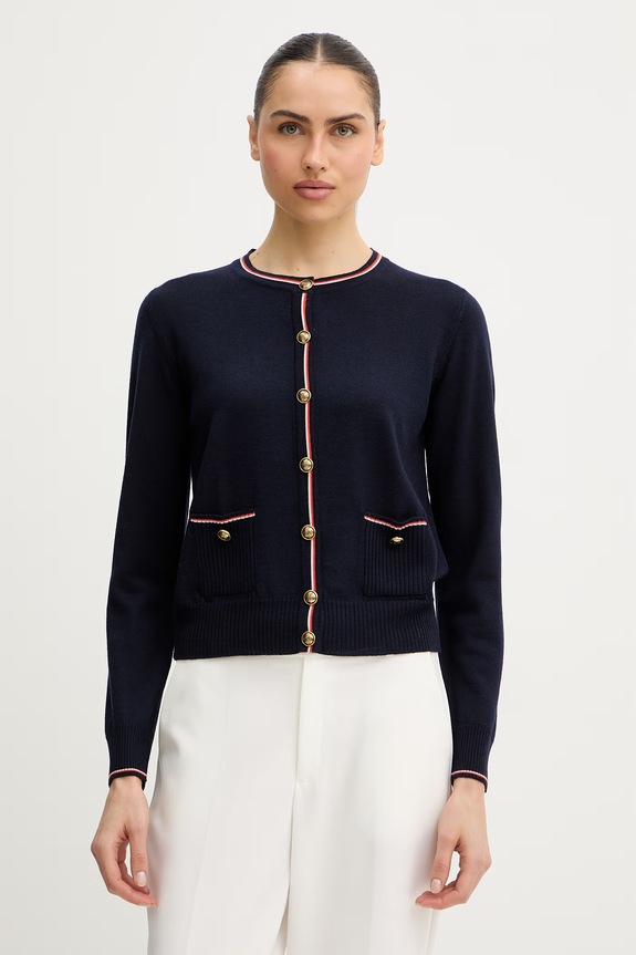 Luisa Spagnoli cardigan din lână Martorana uni bleumarin 100293