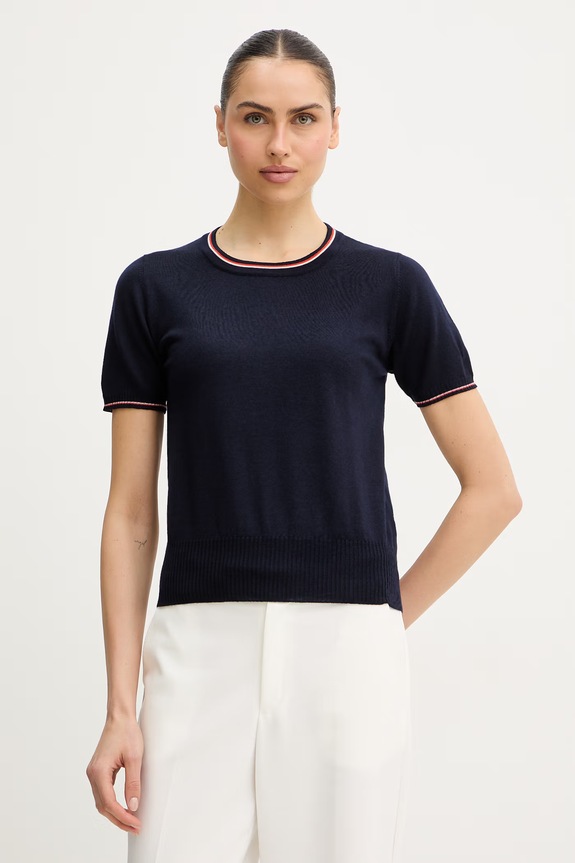 Luisa Spagnoli tricou de lână Metella uni bleumarin 100294